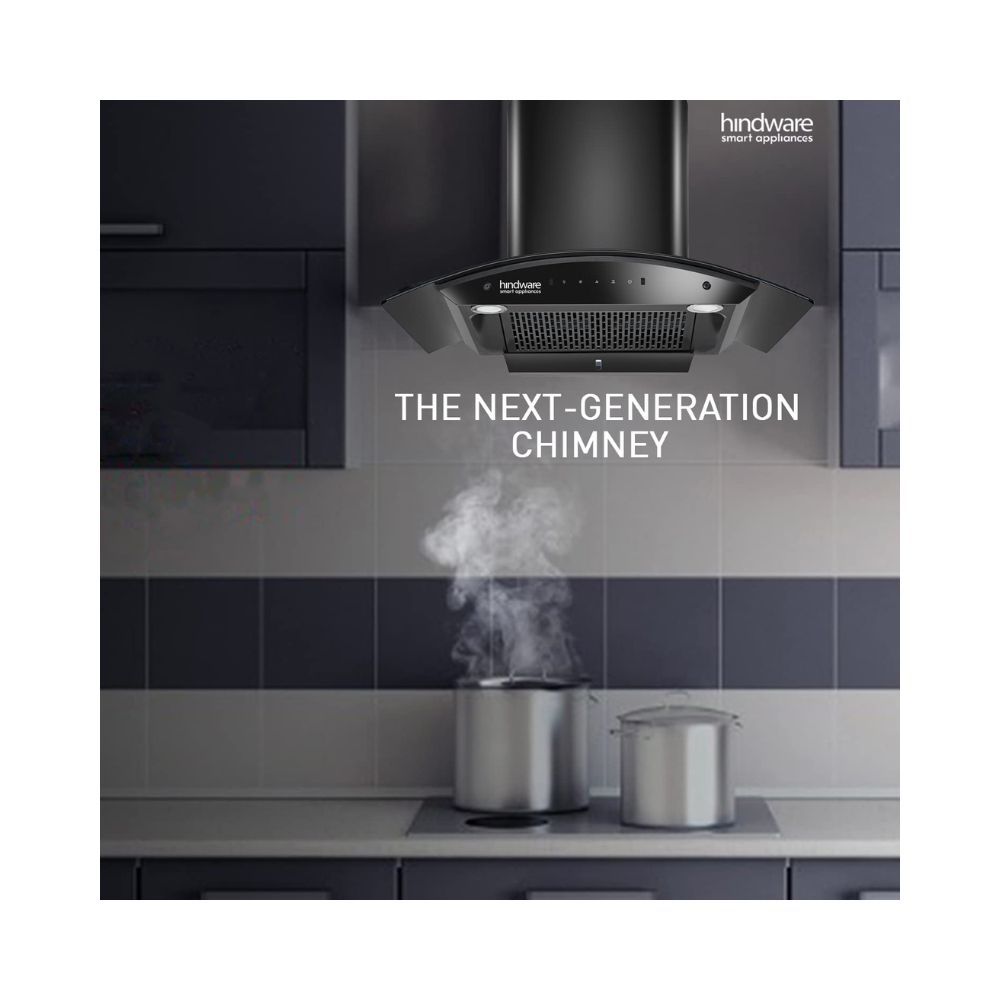 Hindware Nadia IN 90 cm 1350 mÂ³/hr Stylish Filterless Auto-Clean Kitchen Chimney