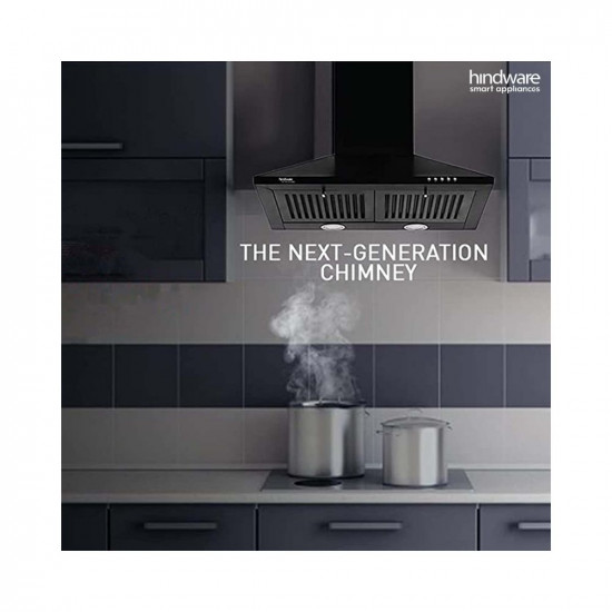 Hindware Smart Appliances Marvia 60 cm 1000 mhr Pyramid Kitchen Chimney With Elegant Look Push Button Control Efficient Dual LED Lamps  Double Baffle Filter Black
