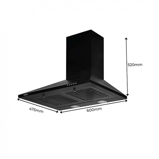 Hindware Smart Appliances Marvia 60 cm 1000 mhr Pyramid Kitchen Chimney With Elegant Look Push Button Control Efficient Dual LED Lamps  Double Baffle Filter Black