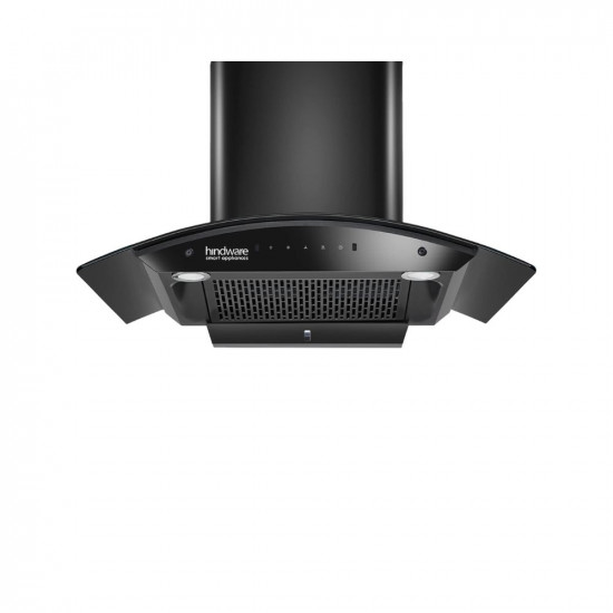 Hindware Smart Appliances Nadia IN 90 cm 1350 mhr Stylish Filterless Auto-Clean Kitchen Chimney With Metallic Oil Collector Motion Sensor  Touch Control For Easy Operation Curved Glass Black