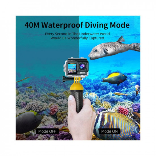 HINISO 5K Action Camera 24M Touchscreen WiFi Waterproof Camera with Dual Screen EIS IMX386 Sensor Remote Control 131 Feet Underwater Camera with External Mic  3 Battery AT-S81TR