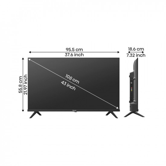 Hisense 108 cm 43 inches Android 11 Series Full HD Smart Certified Android LED TV 43A4G Black  DTS Virtual X  Dolby Audio