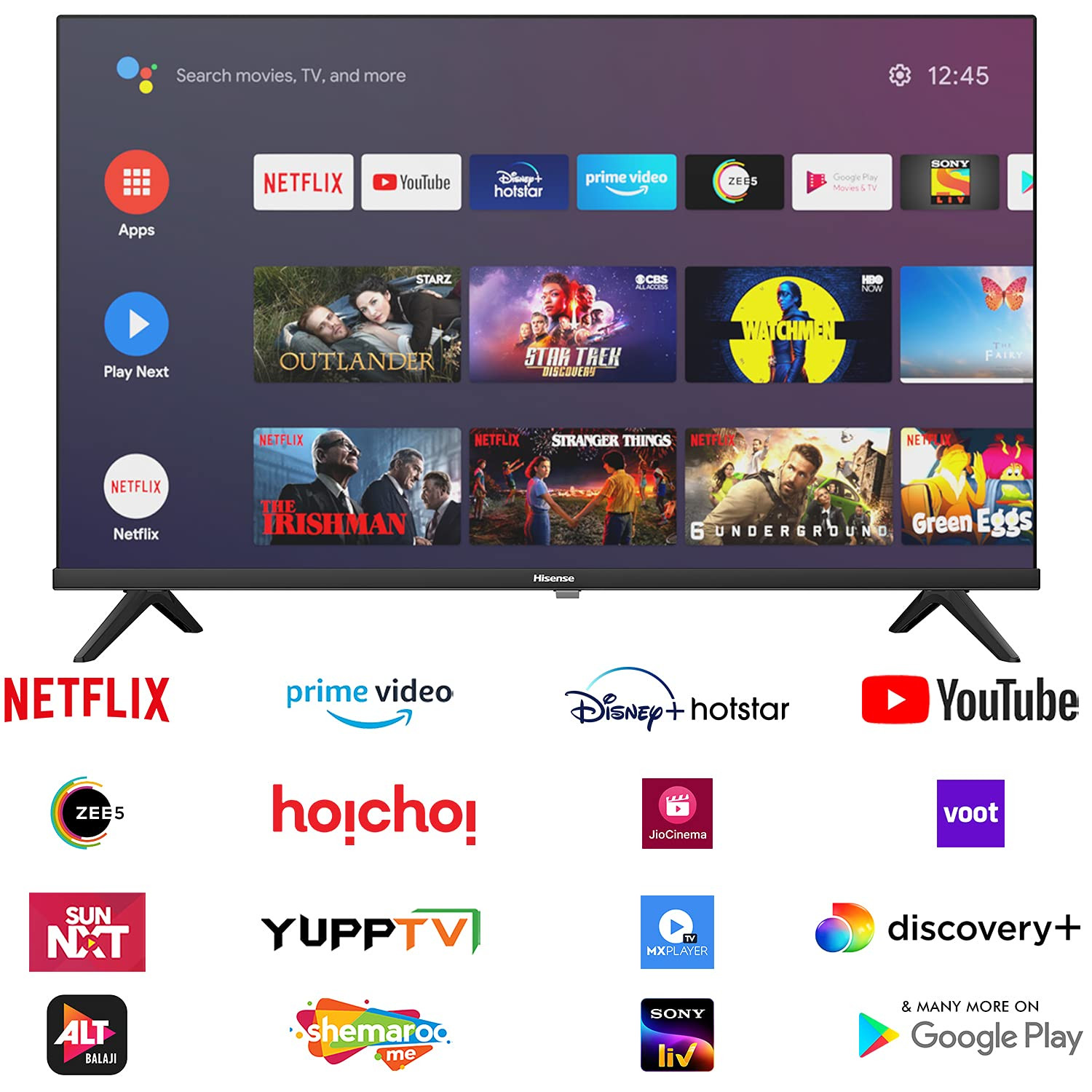 Hisense 108 cm 43 inches Android 11 Series Full HD Smart Certified Android LED TV 43A4G Black