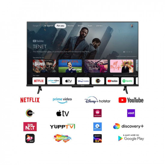 Hisense 108 cm (43 inches) Bezelless Series 4K Ultra HD Smart LED Google TV 43A6H (Black)