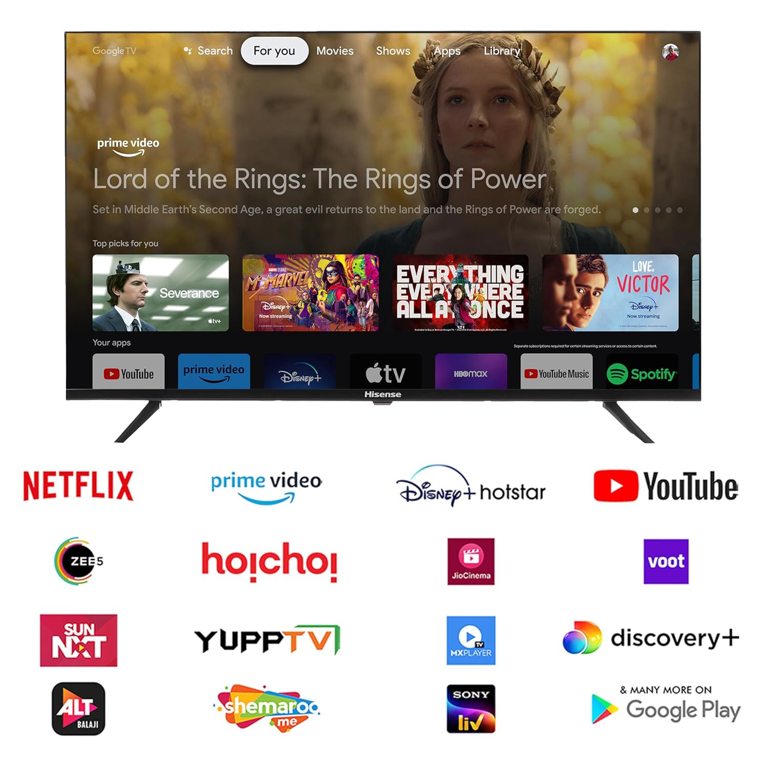Hisense 108 cm 43 inches E43N Series Full HD Smart Google LED TV 43E43N Black