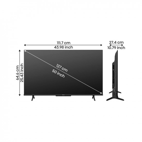 Hisense 126 cm (50 inches) Bezelless Series 4K Ultra HD Smart LED Google TV 50A6H (Black)