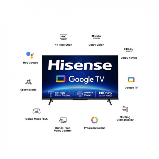Hisense 126 cm (50 inches) Bezelless Series 4K Ultra HD Smart LED Google TV 50A6H (Black)