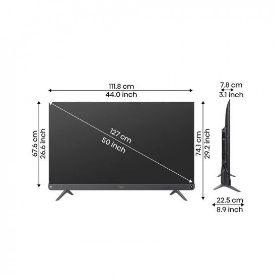 Hisense 126 cm (50 inches) Tornado 2.0 Series 4K Ultra HD Smart LED Google TV 50A7H (Metal Gray)