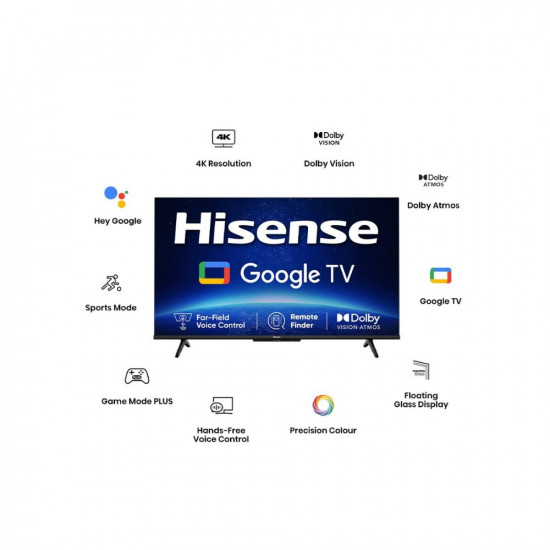 Hisense 139 cm (55 inches) Bezelless Series 4K Ultra HD Smart LED Google TV 55A6H (Black)