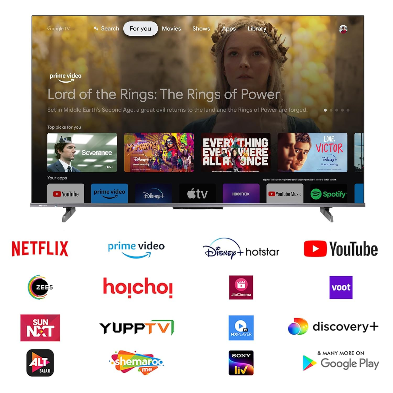 Hisense 139 cm 55 inches E68N Series 4K Ultra HD Smart Google QLED TV 55E68N Grey