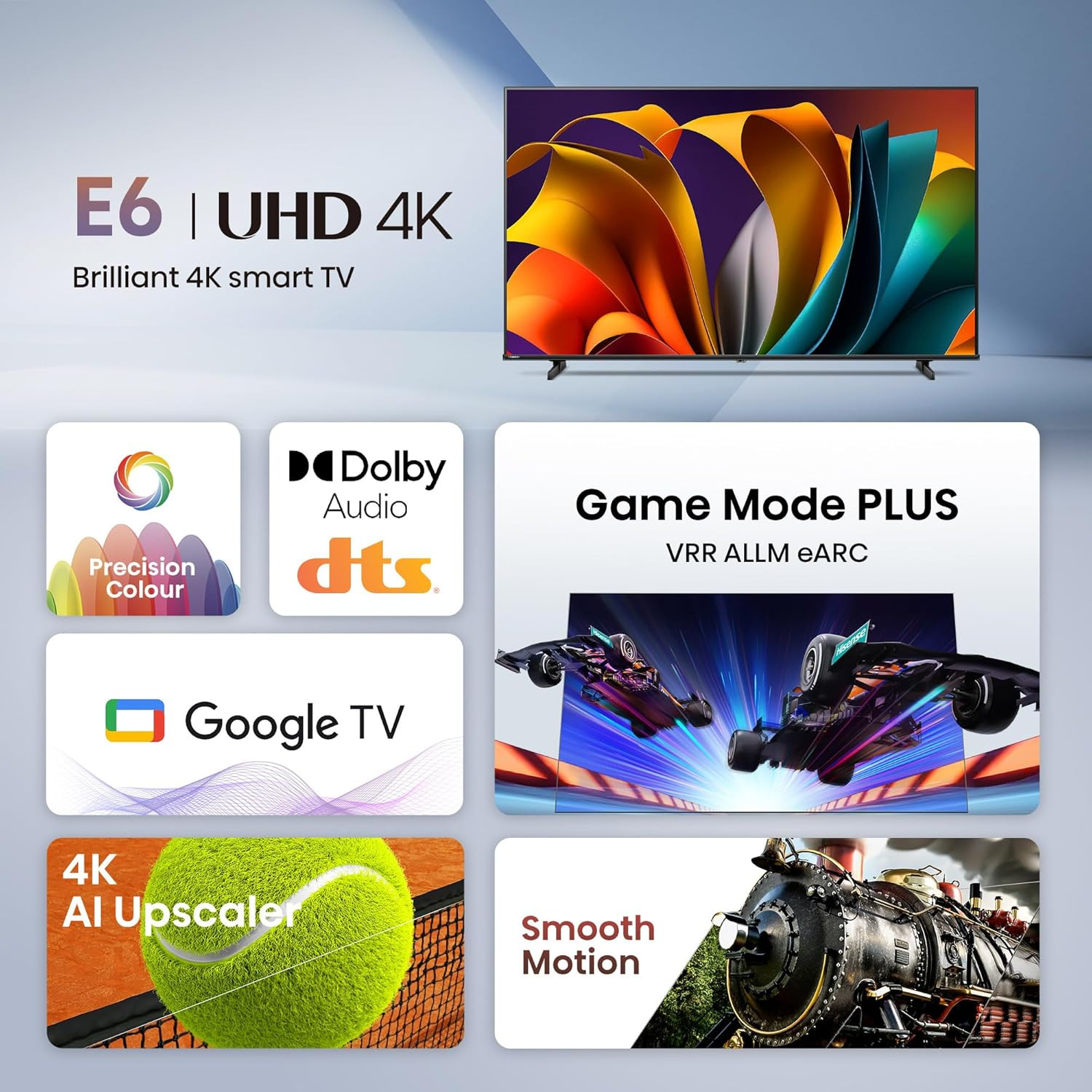 Hisense 164 cm 65 inches E6N Series 4K Ultra HD Smart LED Google TV 65E6N Black