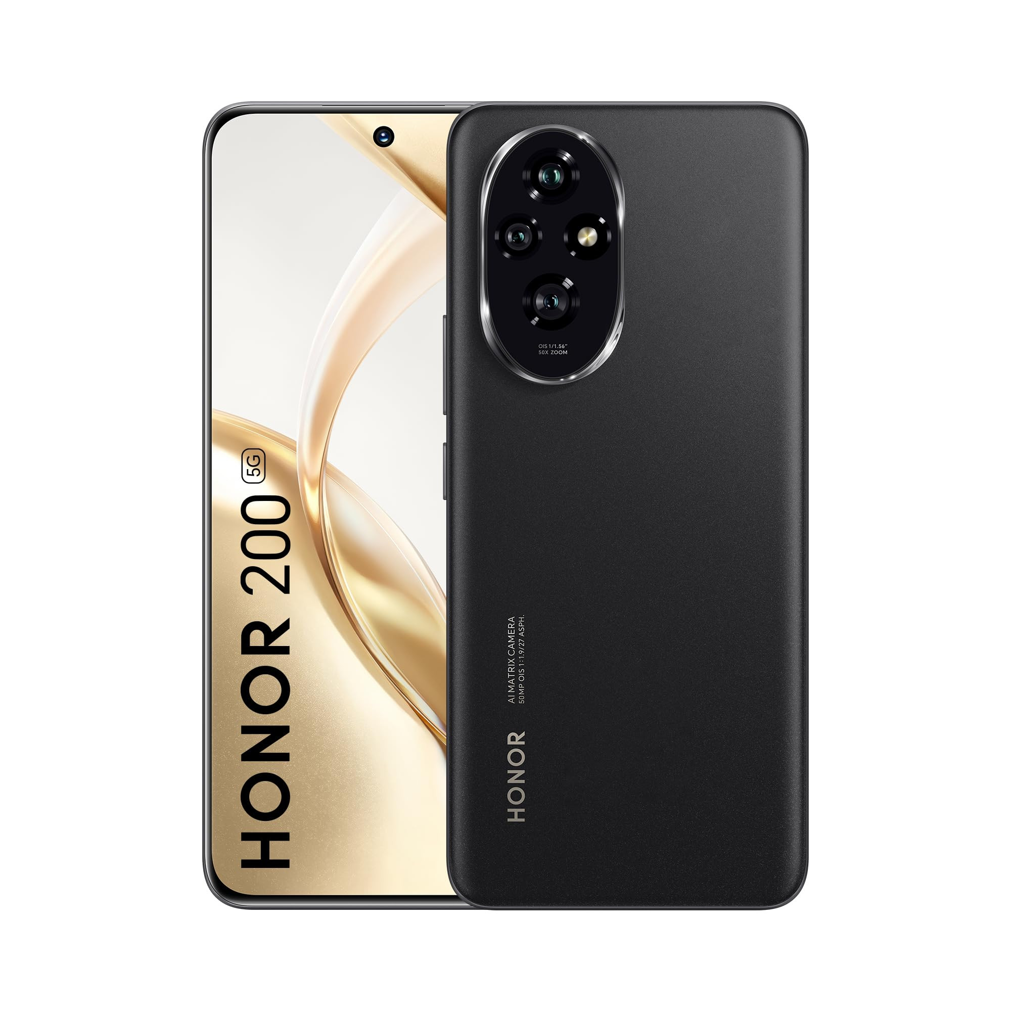 HONOR 200 5G Black 8GB  256GB  Quad-Curved AMOLED Display  Dual OIS Triple Camera - 50MP  50MP  12MP Camera  50MP Selfie Camera  AI-Powered MagicOS 90  Without Charger