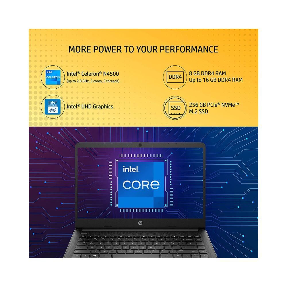 HP 14s, Intel Celeron N4500, 8GB RAM/256GB SSD 14-inches/35.6 cm HD Laptop