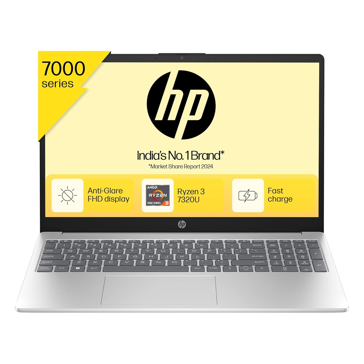 HP 15 AMD Ryzen 3 7320U 8GB Ram512GB SSDFhd156 396 CmBacklit KeyboardWindows 11Ms Office 21159KgSilver Fc0026Au Laptop