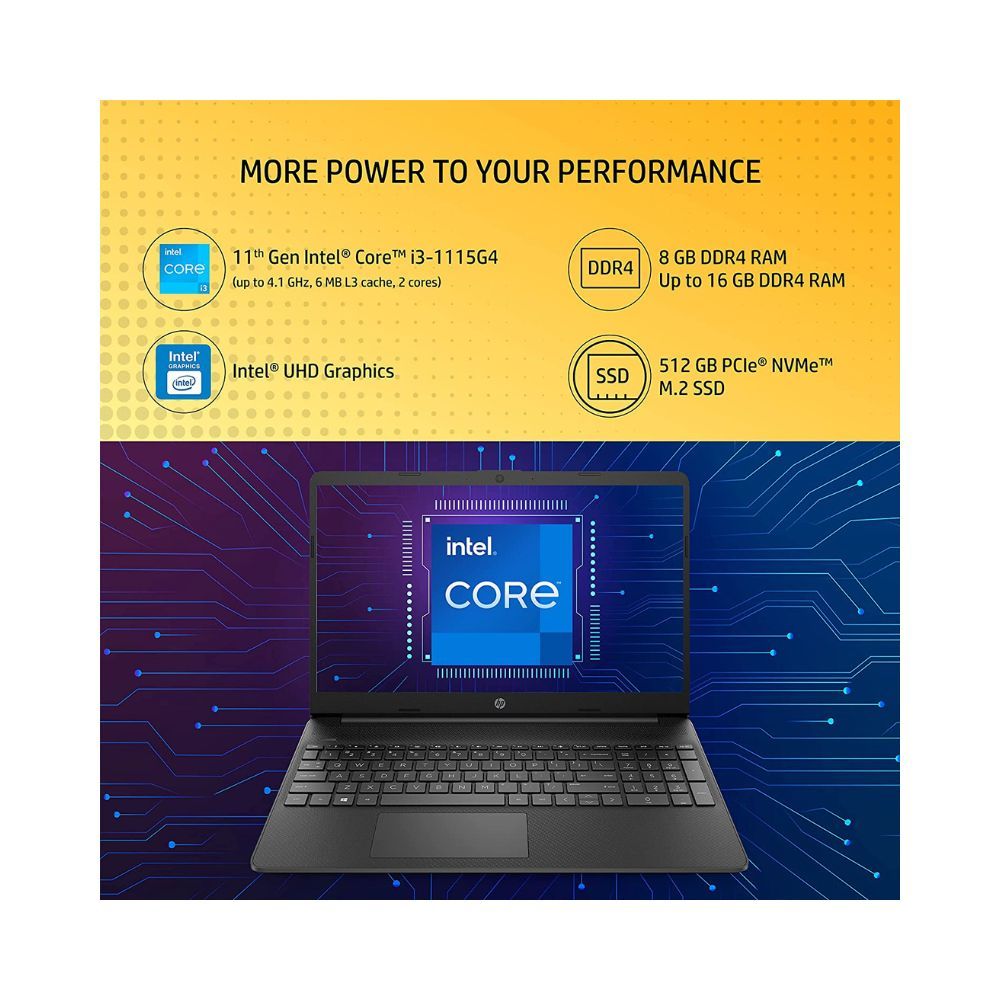 HP 15s 11th Gen Intel Core i3 8GB RAM/512GB SSD 15.6inches/39.6cm FHD, Anti-Glare Laptop
