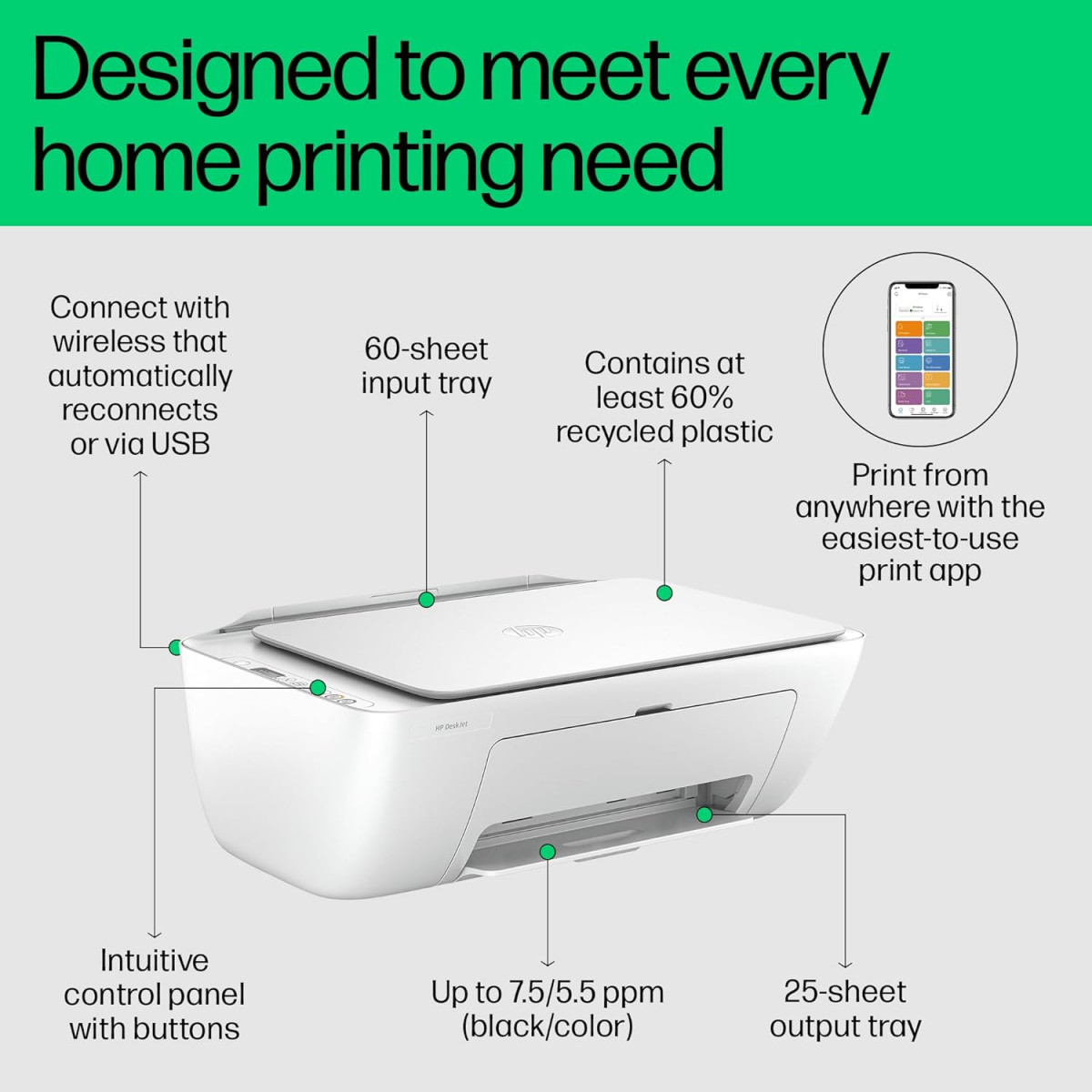 HP Deskjet 2820 Printer Copy Scan WiFi with self Reset Bluetooth