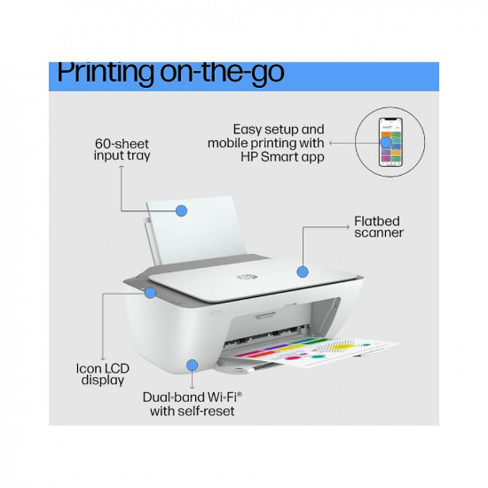 HP Ink Advantage 2776 Printer, Copy, Scan, Dual Band WiFi, Bluetooth, USB, Simple Setup Smart App, Ideal for Home.