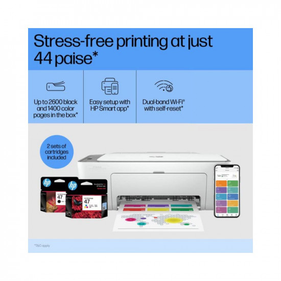 HP Ink Advantage Ultra 4826 Print, Copy, Scan, Print per Page (44p for B/W and 81p for Colour), Self Reset Dual Band WiFi, 2 Sets of Inbox Cartridges, Smart App Setup, Ideal for Home