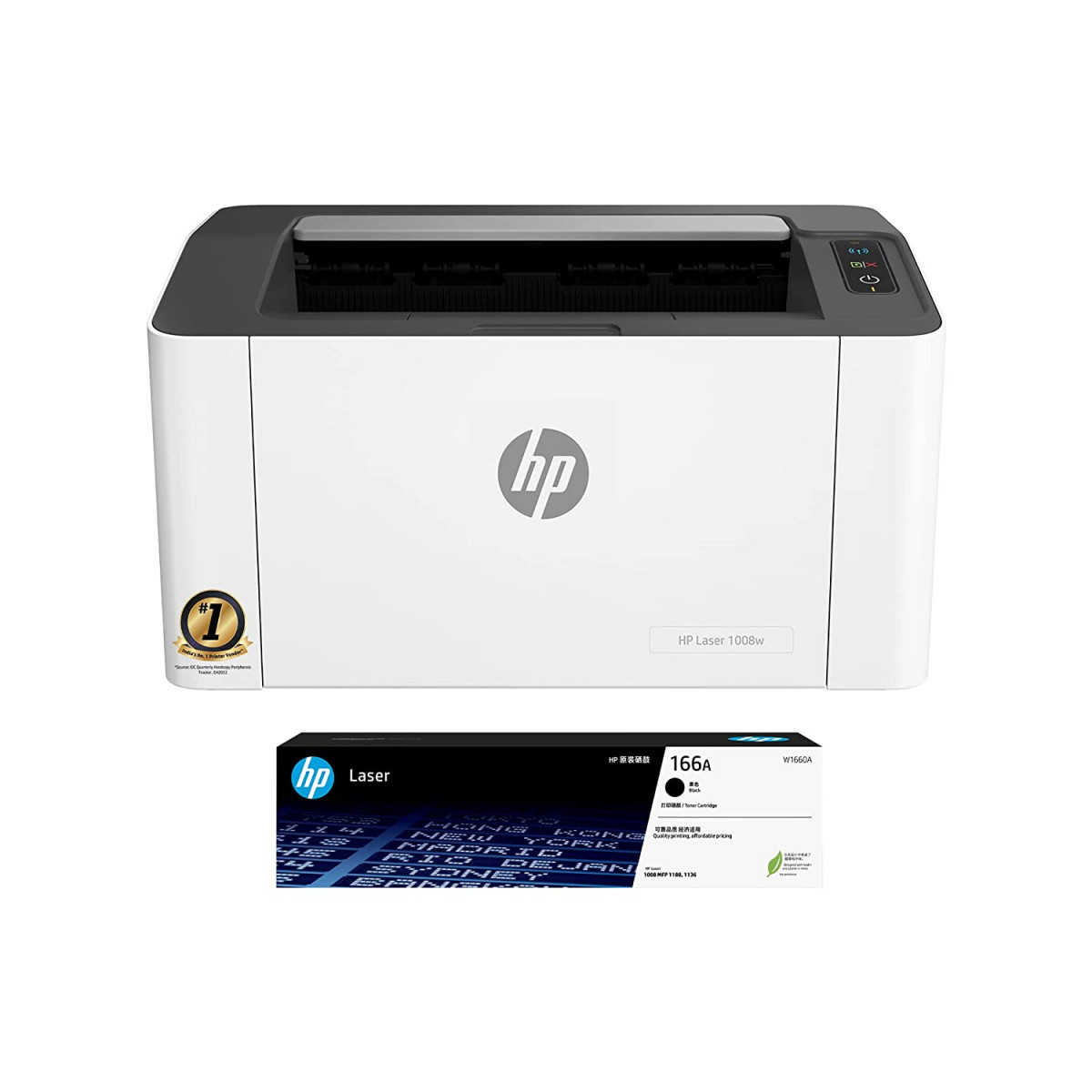 HP Laser 1008w Printer Wireless Single Function Print Hi-Speed USB 20 Up to 21 ppm 150-sheet Input Tray