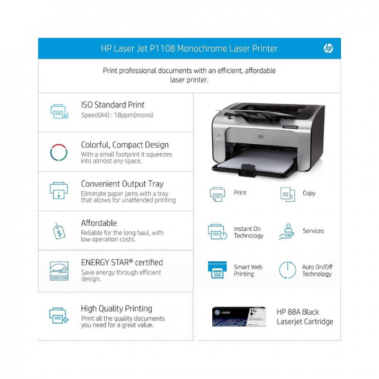 HP Laserjet P1108 Single Function Monochrome Laser Printer