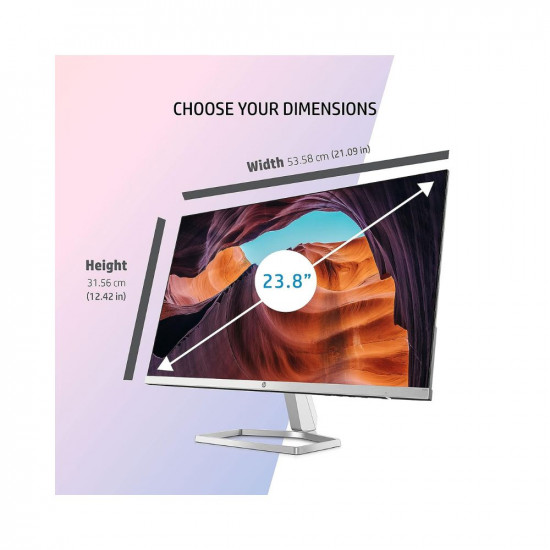 HP M24f 23.8-Inch(60.45cm) Eye Safe Certified Full HD 1920 x 1080 Pixels IPS 3-Sided Micro-Edge LED Monitor, 75Hz, AMD Free Sync with 1xVGA, 1xHDMI 1.4 Ports, 300 nits Silver
