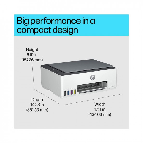 HP Smart Tank 580 All-in-one WiFi Colour Printer with 1 Extra Black Ink Bottle (Upto 12000 Black and 6000 Colour Prints) and 1 Year Extended Warranty with PHA coverage.Print,Scan, Copy for Office/Home