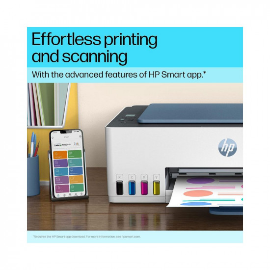 HP Smart Tank 585 All-in-one WiFi Colour Printer (Upto 6000 Black and 6000 Colour Pages Included in The Box). - Print, Scan & Copy for Office/Home