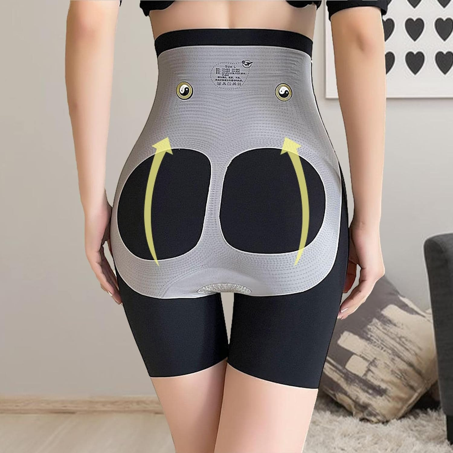 HSR Shapewear for Women Tummy Control Shorts High Waist Panty Mid Thigh  Body Shaper (L, Black)