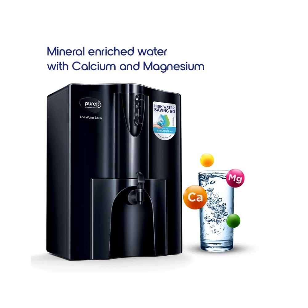 Hul Pureit Eco Water Saver Mineral RO+UV+MF AS wall mounted/Counter top Black 10L Water Purifier
