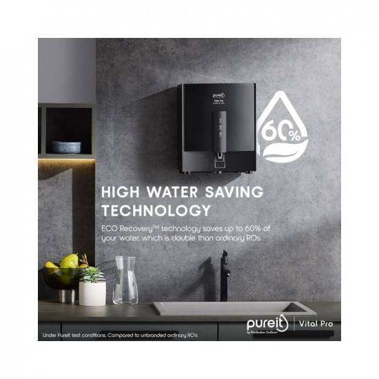 HUL Pureit Vital Pro Mineral RO+MF+UV in-Tank 7 Stage, 7L Wall mount Water Purifier with FiltraPower technology (Black)