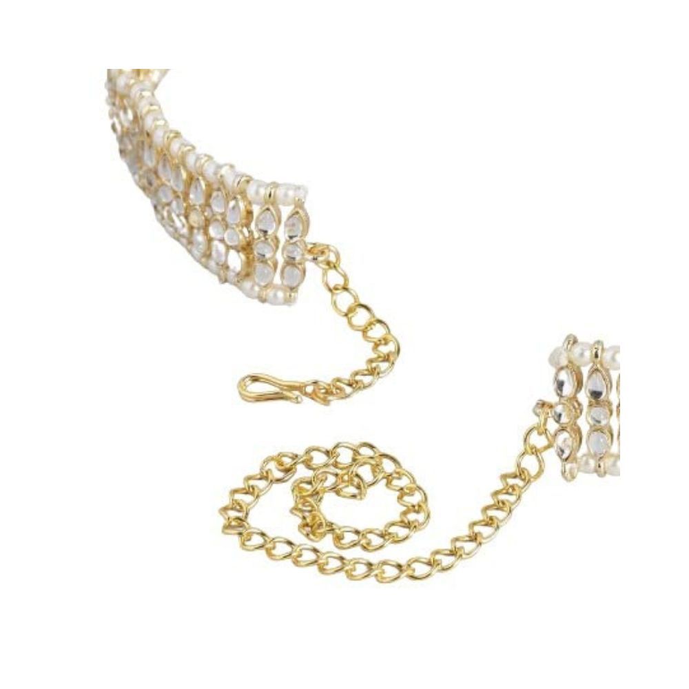 I Jewels 18K Gold Plated Traditional Kundan & Pearl Studded Adjustable Kamarband