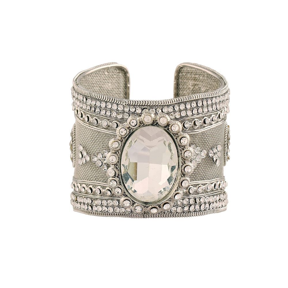 I Jewels 18K Rhodium Plated Traditional Fancy Kada Bracelet Bangles for Women (ADB150S)
