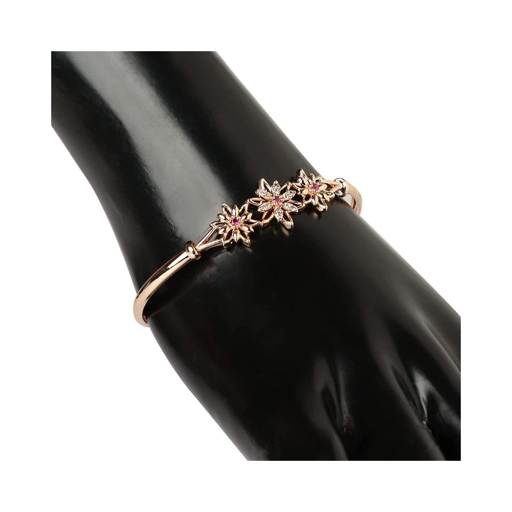 I Jewels 18K Rose Gold Plated Cubic Zirconia Bracelet Jewellery for Women & Girls (ADB191)