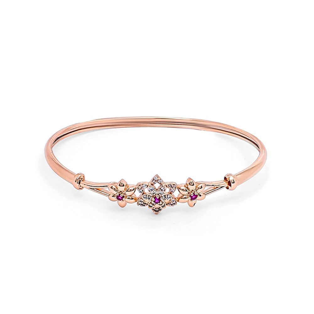 I Jewels Valentine's Special 18K Rose Gold Plated Cubic Zirconia Bracelet Jewellery for Women & Girls (ADB190)