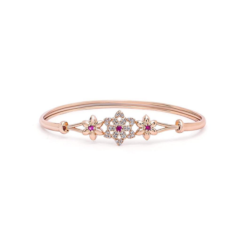 I Jewels Valentine's Special 18K Rose Gold Plated Cubic Zirconia Bracelet Jewellery for Women & Girls (ADB190)