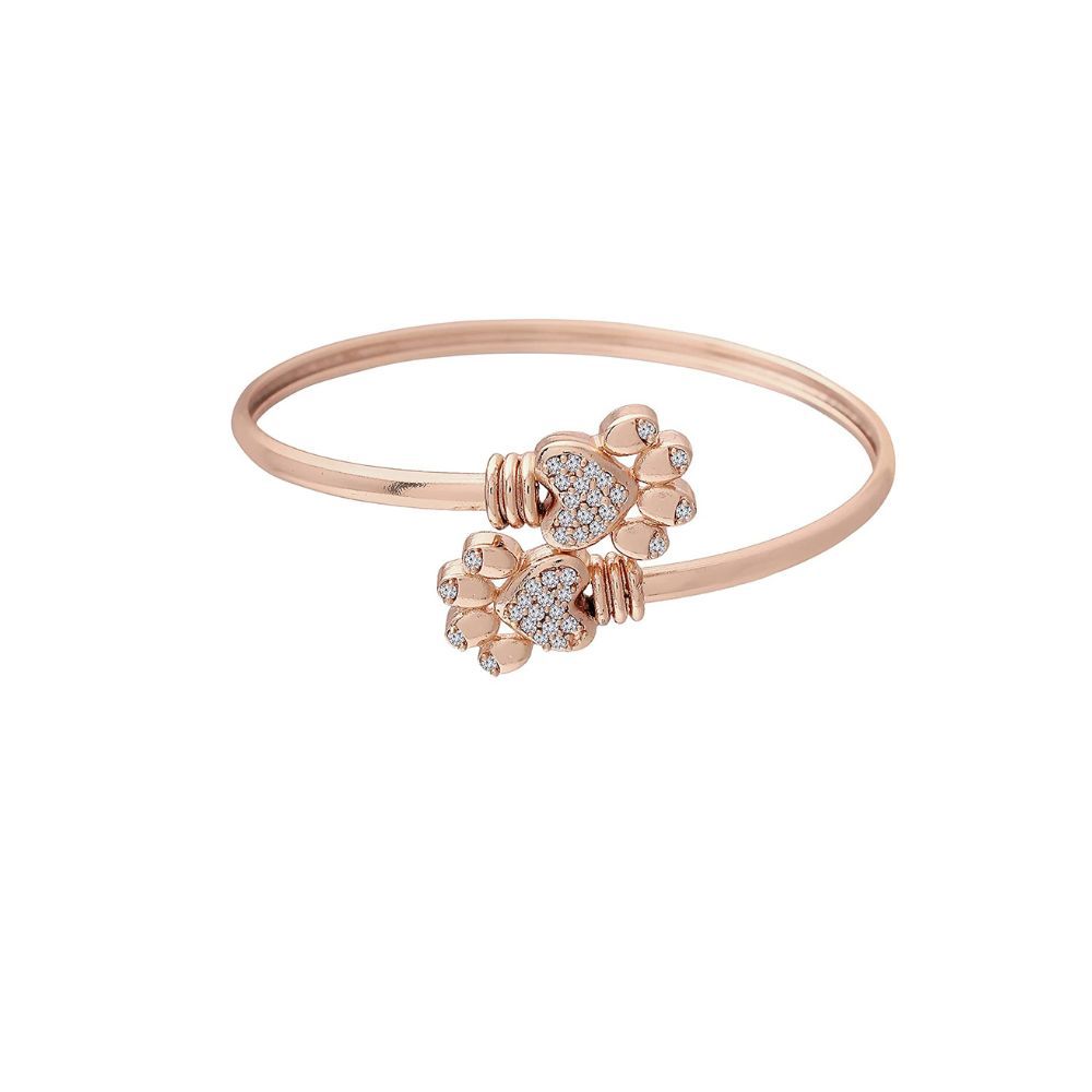 I Jewels Valentine's Special 18k Rose Gold Plated CZ Stone Openable Designer Styles Kada Bangles Bracelets for Women