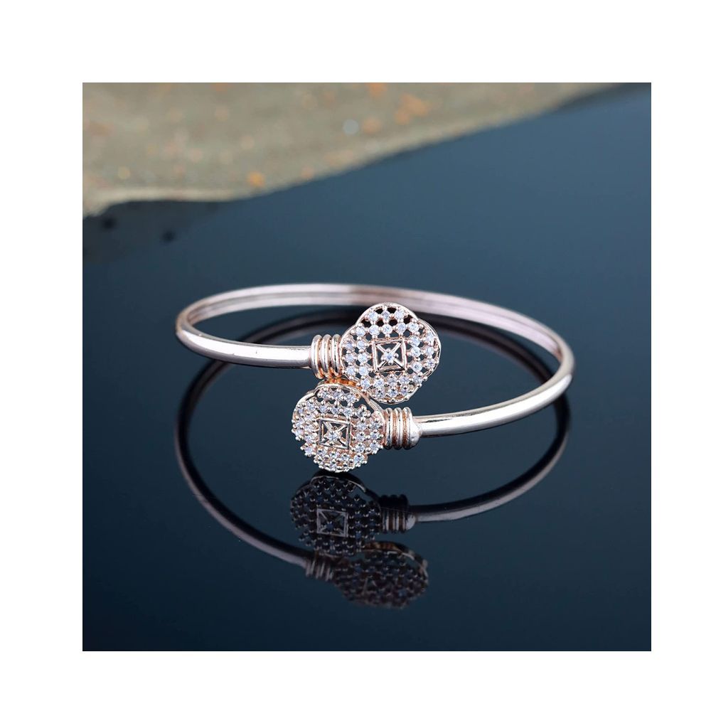 I Jewels Valentine's Special 18k Rose Gold Plated CZ Stone Openable Designer Styles Kada Bangles Bracelets for Women & Girls (ADB211RG)