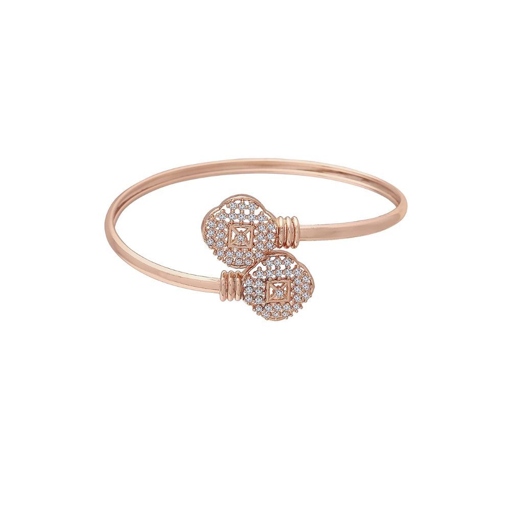 I Jewels Valentine's Special 18k Rose Gold Plated CZ Stone Openable Designer Styles Kada Bangles Bracelets for Women & Girls (ADB211RG)