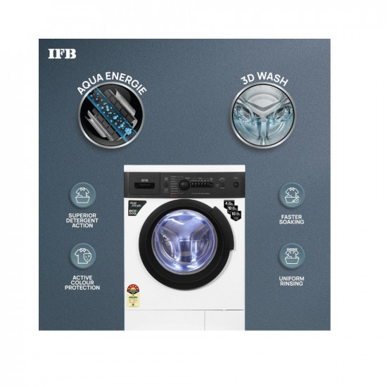 IFB 6 Kg 5 Star Fully Automatic Front Load Washing Machine 2X Power Steam (DIVA AQUA BXS 6008, White & Black