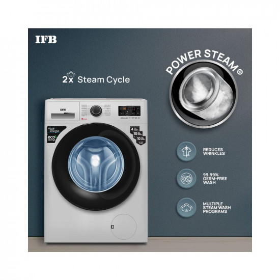 IFB 7 Kg 5 Star Front Load Washing Machine 2X Power Steam SERENA ZSS 7010 Silver  Black In-built Heater 4 years Comprehensive Warranty