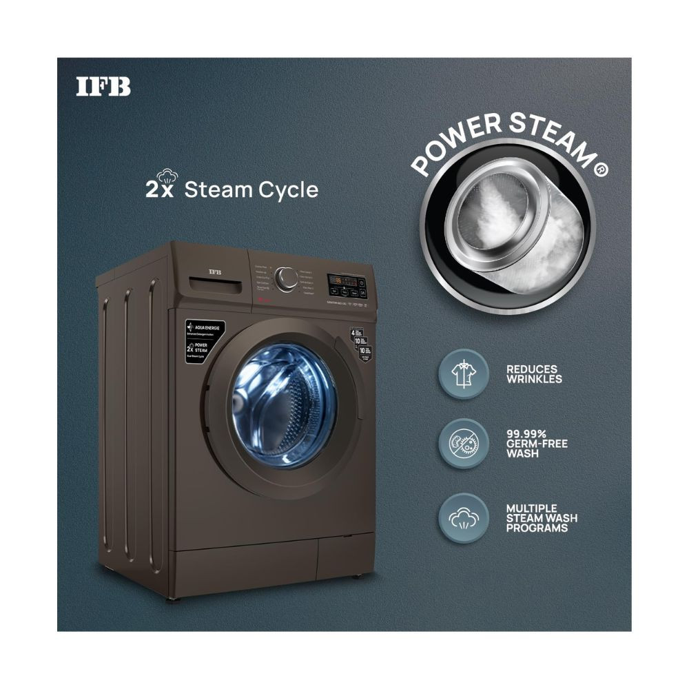 IFB 8 Kg 5 Star AI Powered Fully Automatic Front Load Washing Machine 2X Power Steam SENATOR NEO MXS 8012 2023 Model Mocha In-built Heater 4 years Comprehensive Warranty
