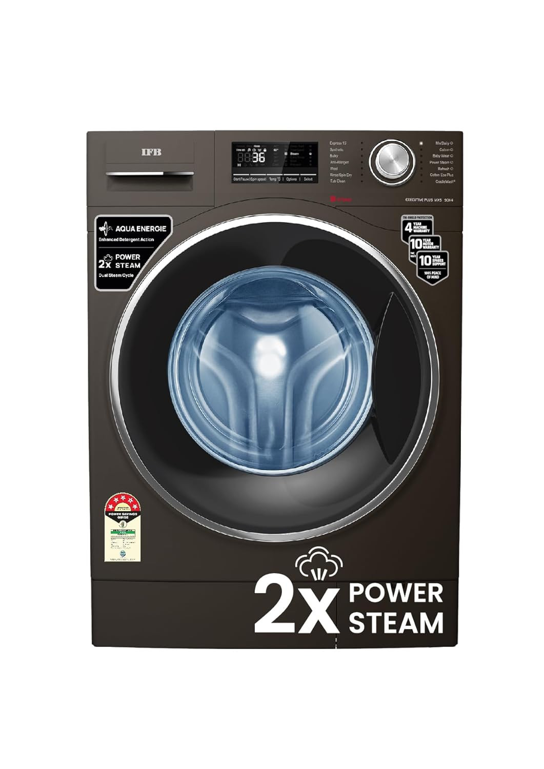 IFB 9 Kg 5 Star Front Load Washing Machine 2X Power Steam EXECUTIVE PLUS MXS Mocha In-built Heater 4 years Comprehensive Warranty
