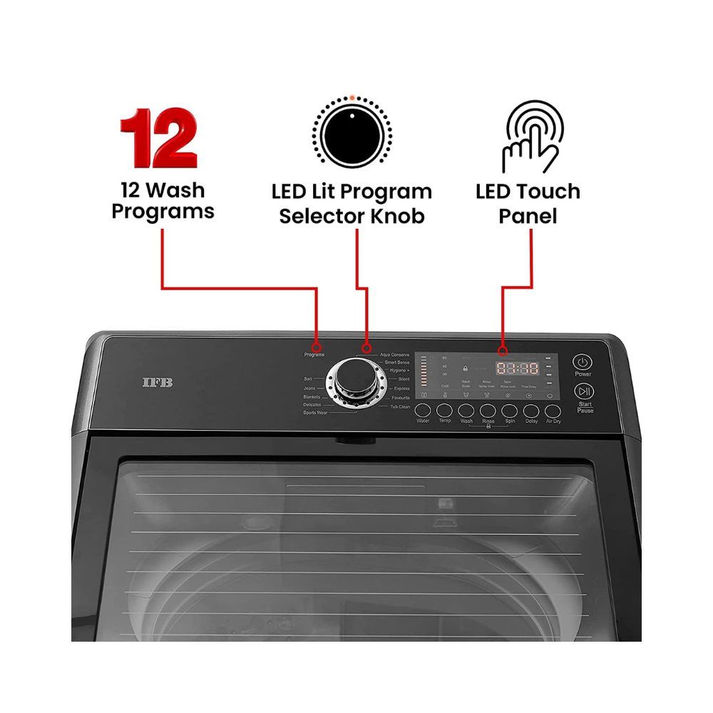 IFB 9.0 Kg Fully-Automatic Top Loading Washing Machine (TL-SSBL AQUA, Sparkle Silver,In-Built Heater,4D Wash Technology)