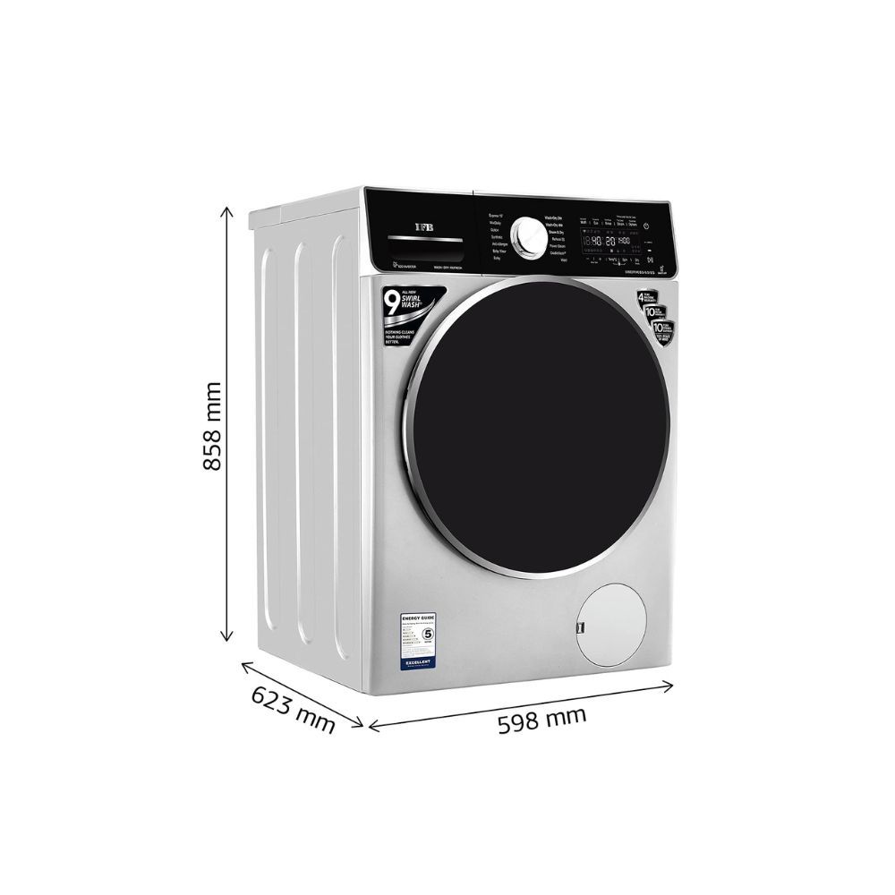 IFB Laundry Magic 3-in-1 8.5/6.5/2.5 Kg Inverter Front Load Washer Dryer Refresh (Executive ZXS, Silver)