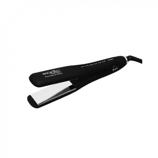 IKONIC PRO TITANIUM SHINE BLACK HAIR STRAIGHTENER WITH PROFESSIONAL PTC AND DUAL CERAMIC HEATERS FOR LONGER, THICKER, AND AFRO CARIBBEAN HAIR.