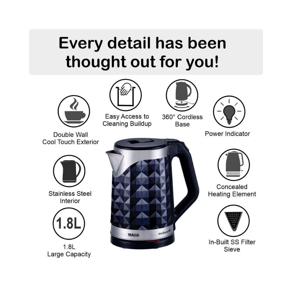 INALSA Designer Electric Kettle Double Wall 18L