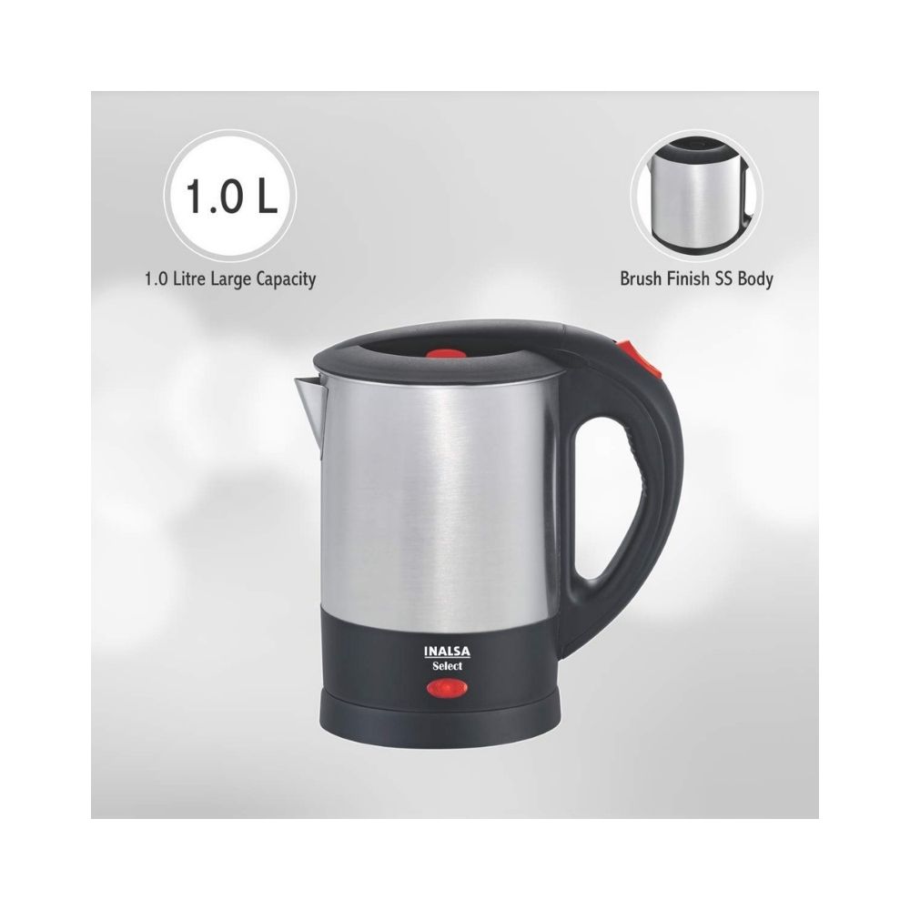 Inalsa Electric Kettle Select-1350W with 1 Litre Capacity Silver