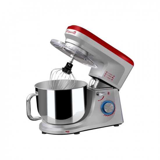 INALSA Stand Mixer Professional Esperto-1400W  100 Pure Copper Motor 6L SS Bowl Includes Whisking Cone Mixing Beater  Dough Hook SilverRed