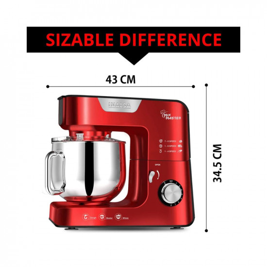 INALSA Stand Mixer Professional Mix Master- Heavy Duty 1200 Watt Pure Copper Motor