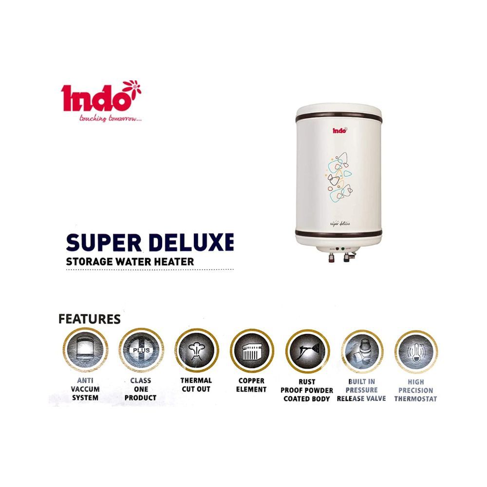 Indo 10 L Storage Water Geyser (Super Deluxe Storage Water Geyser with Steel Tank, Ivory)